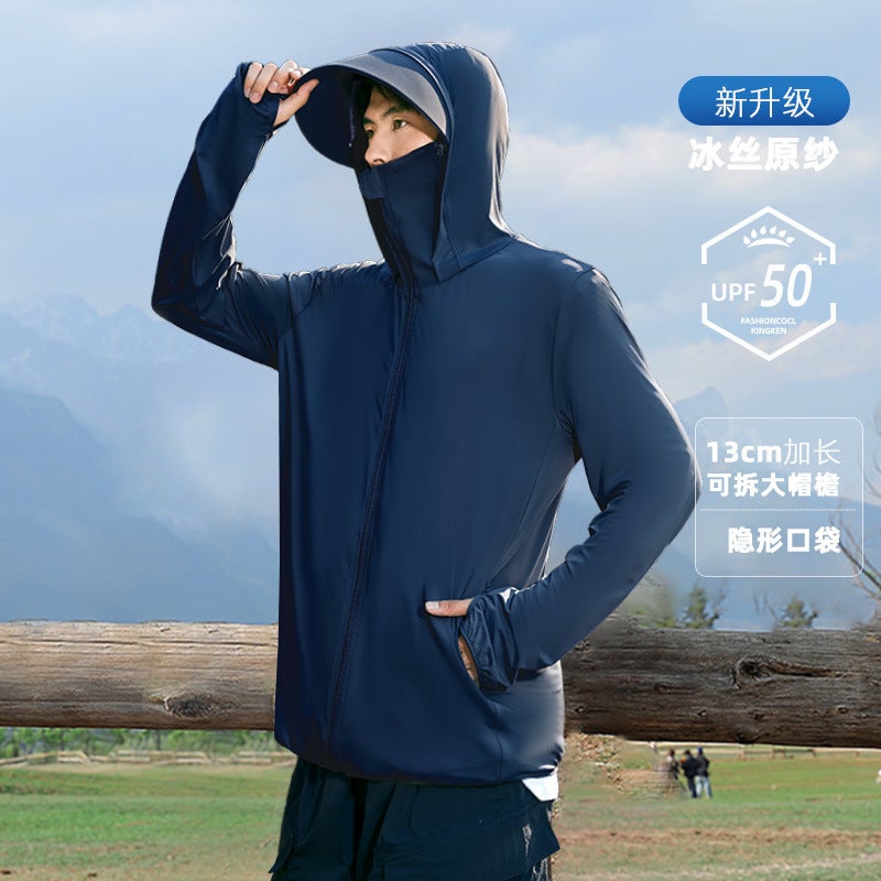 Sun Protection Clothing For Men And Women Ice Silk Mesh Anti-Ultraviolet Thin Breathable Fishing Outdoor Sun Protection Clothing Direct Sales - Image 5